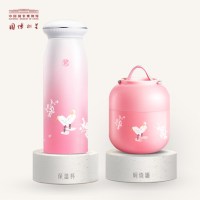 中国国家博物馆 中国风芙蓉双鹭 保温杯 380ml +焖烧罐 500ml