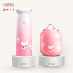 中国国家博物馆 中国风芙蓉双鹭 保温杯 380ml +焖烧罐 500ml