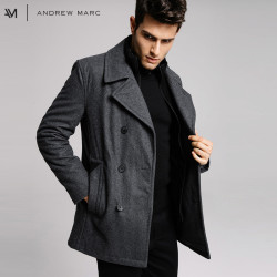 ANDREW MARC YSM7AW314MNY 男士立领中长款呢大衣