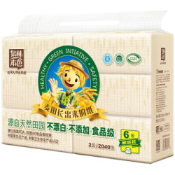泉林本色抽纸 不漂白家庭装2层170抽软抽*6包(健康食品级 本色卫生面巾纸巾) *9件