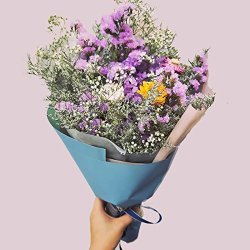 手工干花礼盒 (浅紫色配菊花情人草满天星长:45厘米头宽:22厘米左右