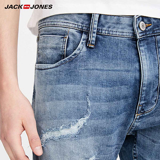 JackJones 杰克琼斯 218132566 男士破洞磨白牛仔裤