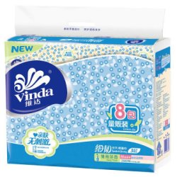 Vinda 维达 细韧 压花软抽 抽纸 3层120抽*8包 中规格 *10件