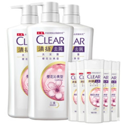 CLEAR 清扬 樱花沁爽型 去屑洗发露 （500g*3瓶+100ml *5瓶） *2套