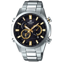 CASIO 卡西欧 EDIFICE EQW-T640YD-1A9 男士太阳能电波腕表 44mm 黑色 银色 不锈钢