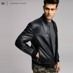 ANDREW MARC YSM7A1359MNY 男士修身真皮皮夹克
