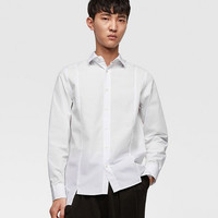 ZARA 04200694250 男士不对称下摆白色衬衫