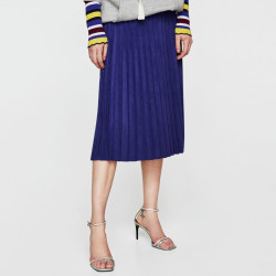 ZARA 05093020420 绒面质感百褶裙 