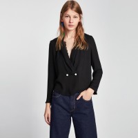 22点开始:ZARA 02157021800 女士珍珠饰拼接罩衫