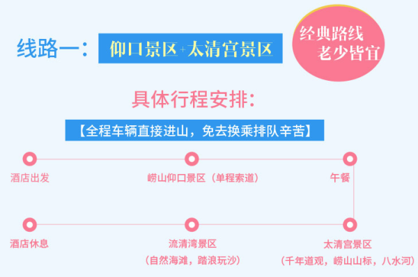 当地参团：青岛崂山一日游（仰口+太清/北九水，两大线路随心组合，另有2-6人小团可选）