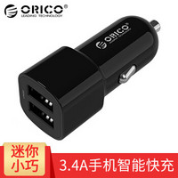 ORICO 奥睿科双口USB车载充电器智能车充黑色