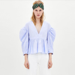 ZARA TRF 02328302403 女士褶皱荷叶边衬衫