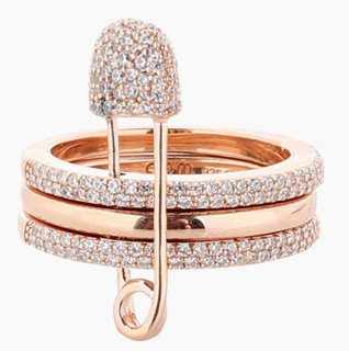 apmmonacobabyxl系列纯银镶晶钻别针戒指粉金色