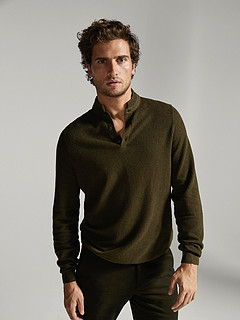 Massimo Dutti 00983409505-21 男士纹理长袖亨利衫