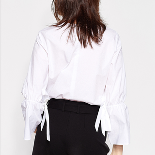 ESPRIT 028EE1F008 女士圆领喇叭袖衬衫