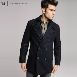 ANDREW MARC YSM7AW315MNY 男士羊毛中长款呢大衣