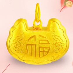 CBAI 菜百首饰 9AAP0694 平安锁足金吊坠 约3.75g