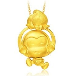 CHOW TAI FOOK 周大福 F188934 48 生肖快乐猴仙桃足金黄金吊坠 3.3g