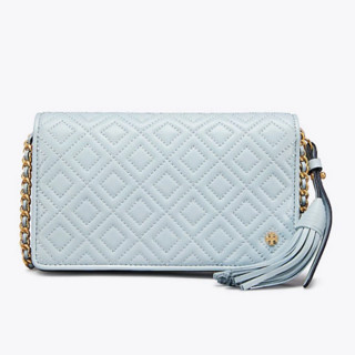 TORY BURCH FLEMING FLAT WALLET 女士斜挎钱包 白金