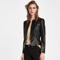 ZARA 03046031800 女士仿皮夹克