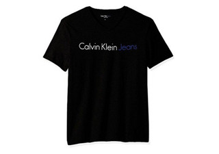 CALVIN KLEIN JEANS 卡尔文·克莱 41E5141 男士V领修身LOGO印花T恤