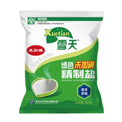 雪天 未加碘精制盐食用盐 无碘 400g*6包 *2件