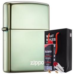 ZIPPO 之宝 28129ZL 打火机套装礼盒 变色龙绿冰（火机+小油133ml+火石6粒装) *3件 +凑单品