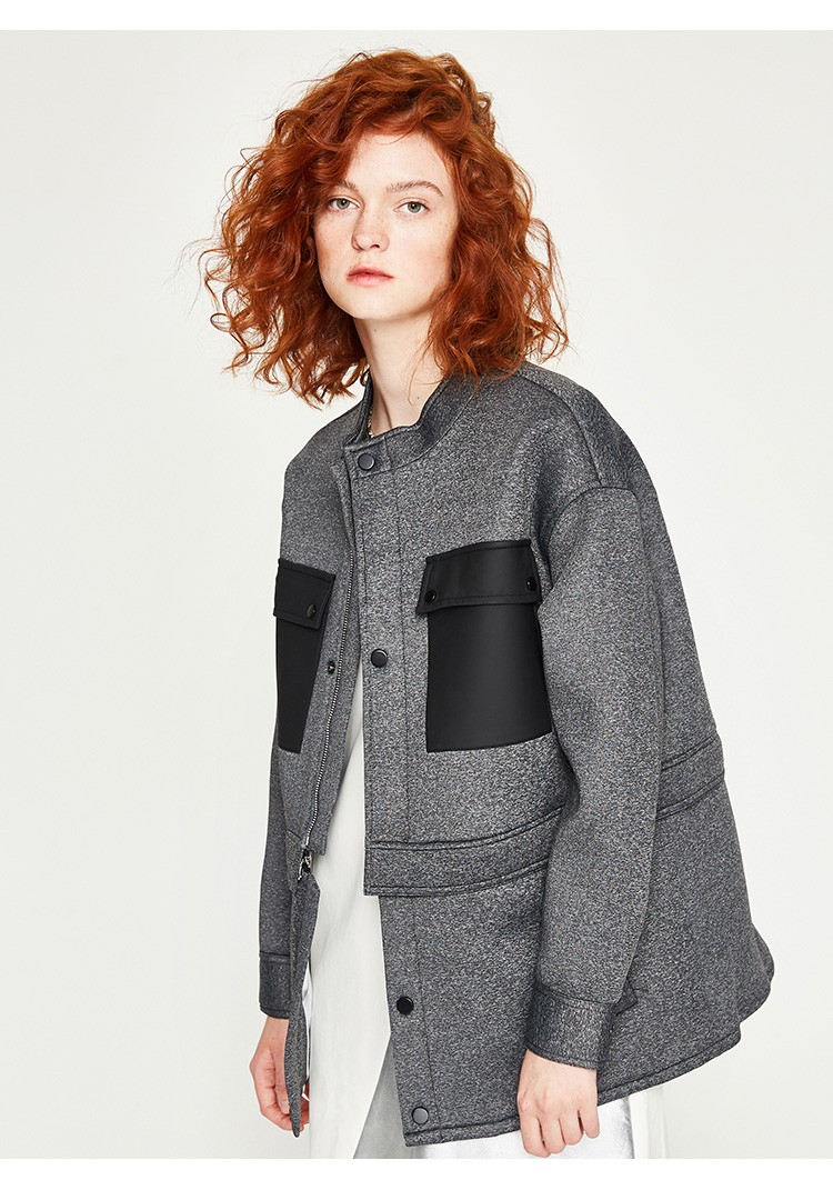 urban revivo yv04s1ln2002 女士撞色修身外套