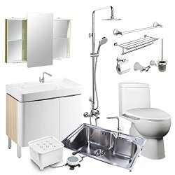 KOHLER 科勒 主材包（希尔维浴室柜+瑞琦座便器+智能盖板+淋浴柱+五金件套装+厨盆套装+果蔬清洗机）