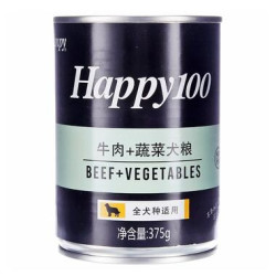 Wanpy 顽皮 happy100 黑标牛肉蔬菜全犬罐头 375g *3件