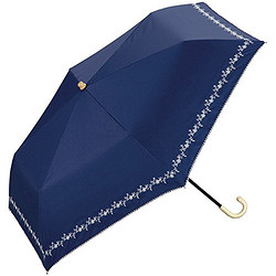w.p.c 折叠晴雨伞 遮光 碎花刺绣 蓝色 50cm 801-622 *2件