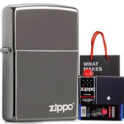 之宝(Zippo)打火机套装礼盒 黑炫24756ZL（火机+小油133ml+火石6粒装）煤油防风火机+凑单品