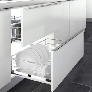 higold悍高双层时尚拉篮实心厚线条304不锈钢厨房橱柜阻尼拉篮时尚800