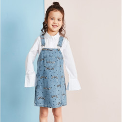 Mini Peace 女童针织牛仔连衣裙