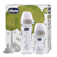 chicco 智高 仿生系列 宽口玻璃 硅胶奶瓶套装 (150ml奶瓶+240ml奶瓶+硅胶奶嘴2只) *2件