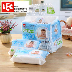 LEC 日本丽固婴儿湿巾99.9%纯水柔薄款80抽8包 原装进口宝宝用儿童湿纸巾无香