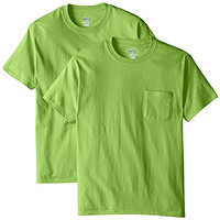 Hanes 恒适 Beefy-T XP90 6.1oz 男士棉质口袋T恤 2件装 鲜绿色