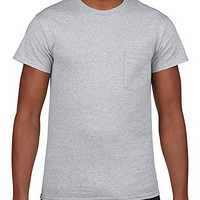 GILDAN Ultra Cotton G2300 6oz 男士棉质口袋筒织T恤 灰
