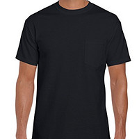 GILDAN Ultra Cotton G2300 6oz 男士棉质口袋筒织T恤 黑