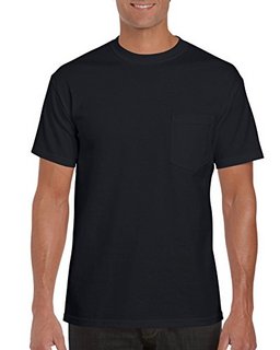 GILDAN Ultra Cotton G2300 6oz 男士棉质口袋筒织T恤 黑
