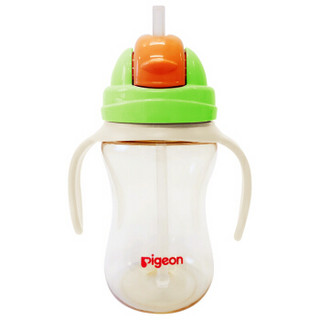 贝亲(Pigeon)婴儿水杯 双耳可拆卸 便携大容量PPSU儿童吸管水杯 300ml 9个月以上(清爽绿)DA107