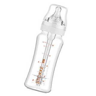 STOKKE 思拓科 婴儿宽口玻璃奶瓶 260ml 白色 