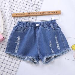 2018夏款纯棉女童破洞牛仔短裤