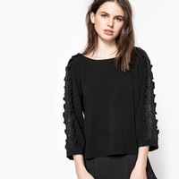 MADEMOISELLE R  女士蕾丝露背T恤