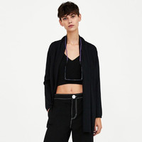 ZARA 02162003800 女士配腰带围巾领外套