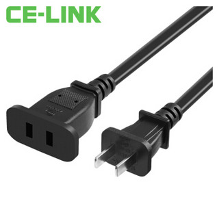 CE-LINK 二芯电源延长线 直头 1米 黑色 