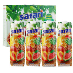 塞浦路斯进口果汁 萨法瑞safari 热带水果混合果汁饮料1L*4瓶 礼盒装 *2件