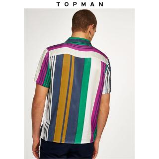 TOPMAN CLASSIC 83D28PMUL 男士多色条纹短袖衬衫 多色 M 