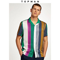 TOPMAN CLASSIC 83D28PMUL 男士多色条纹短袖衬衫 多色 XL 