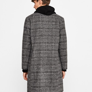 Bershka 巴适卡 06556111802 男士格纹羊毛混纺大衣